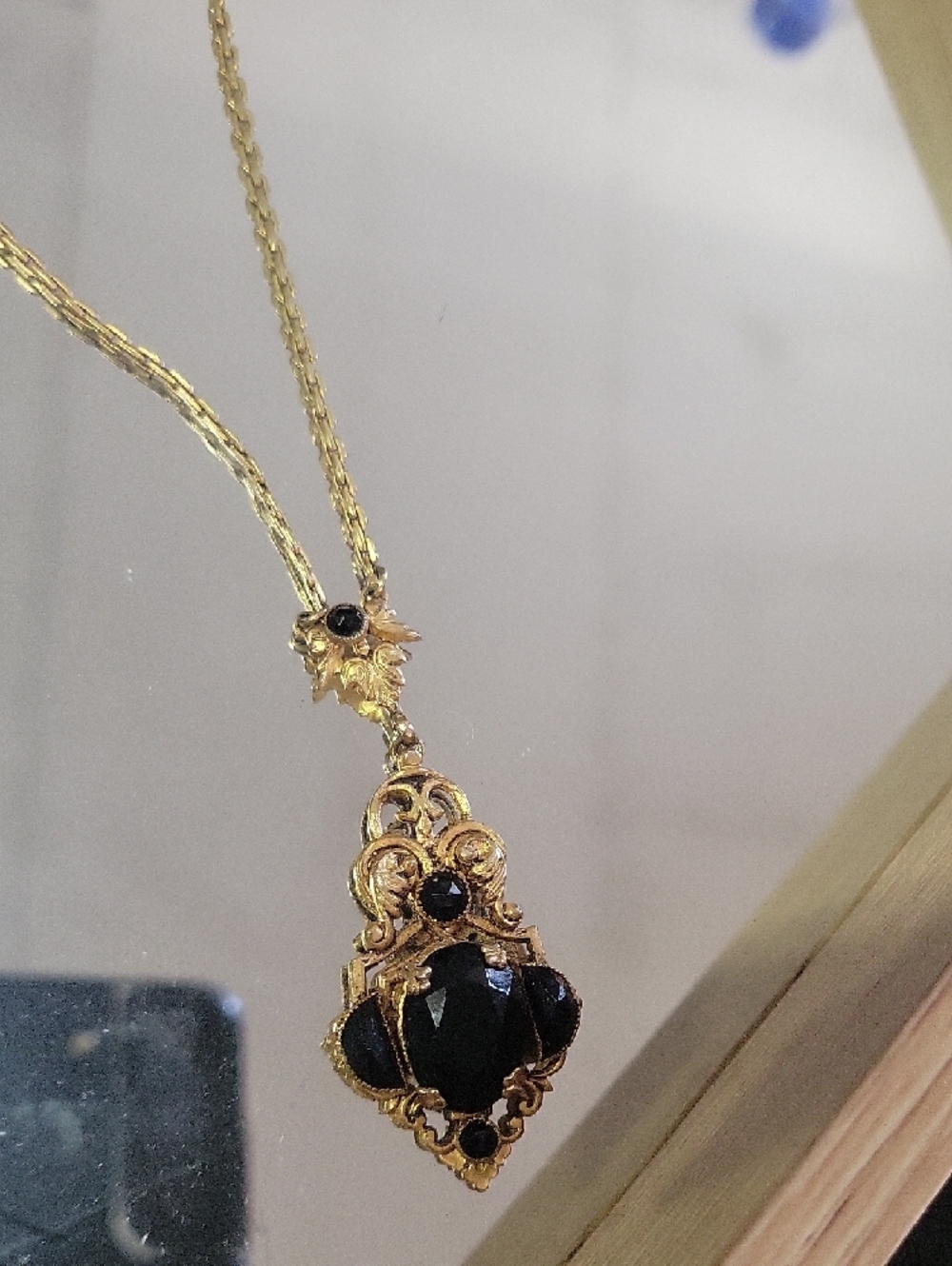 Gold-Tone Black Pendant Necklace - Women Jewelry - Picture 3 of 3